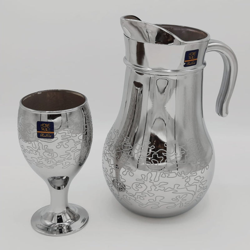 Stylish Printed Nova Silver Wine Water Set