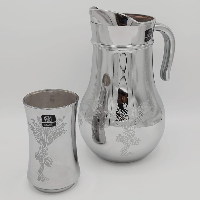 Tree Printed Silver Water Set