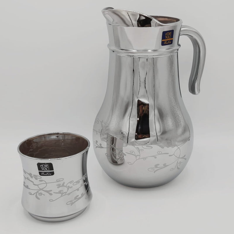 Flower & Leaves Printed Jug And Glass Set