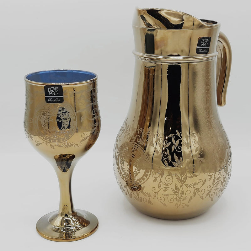 Leaves Printed Nova Golden Wine Water Set